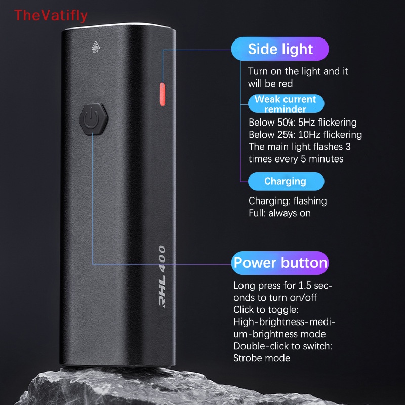 Đèn Pha LED Type-C 2000mAh Bằng Nhôm Siêu Nhẹ Kèm Sạc Tiện Dụng Cho Xe Đạp