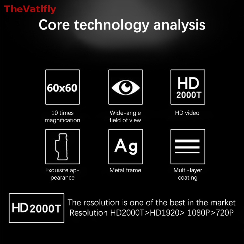 Ống Nhòm 60X60 / 80X80 10000M Công Suất Cao Hỗ Trợ Tầm Nhìn Ban Đêm Tiện Dụng