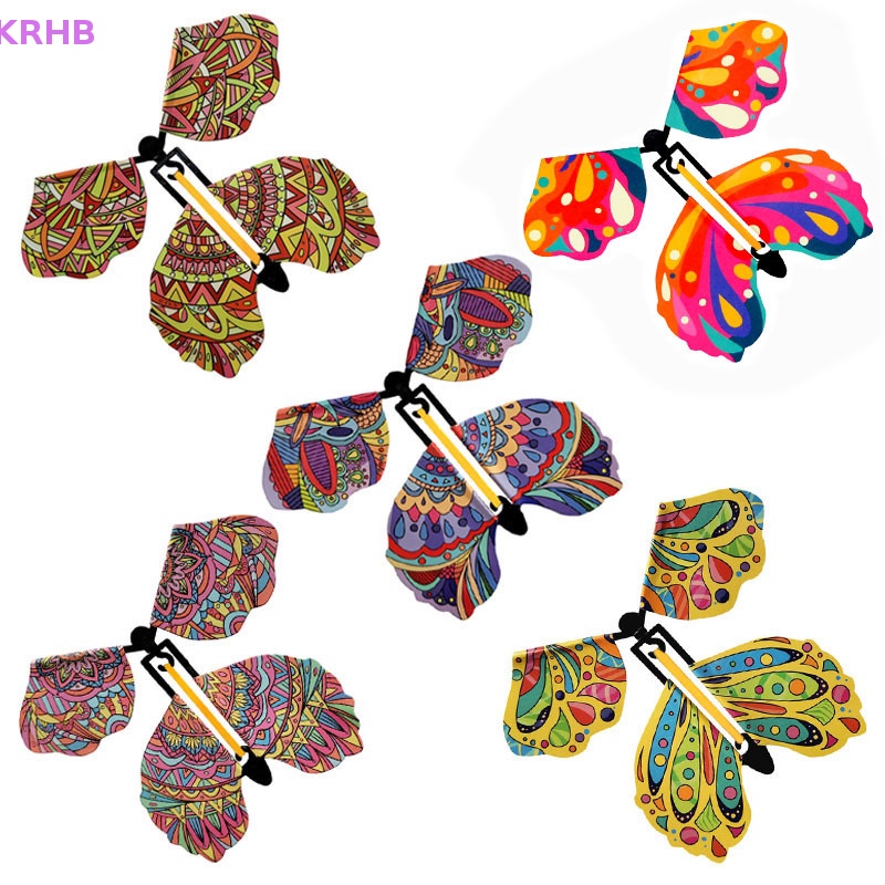 Krhb Set 5 Đồ Chơi Đánh Dấu Trang Sách Hình Bướm Bay Ma Thuật Bằng Dây Cao Su Làm Quà Tặng Sinh Nhật Cho Bé Mới