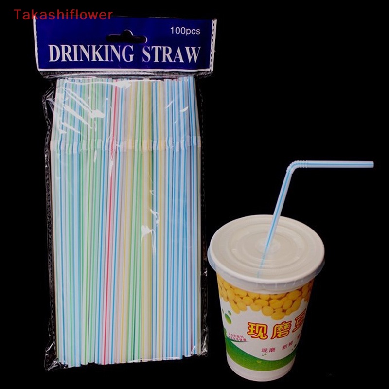 Set 100 Ống Hút Nhựa Linh Hoạt Có Thể Uốn Cong Tiện Dụng