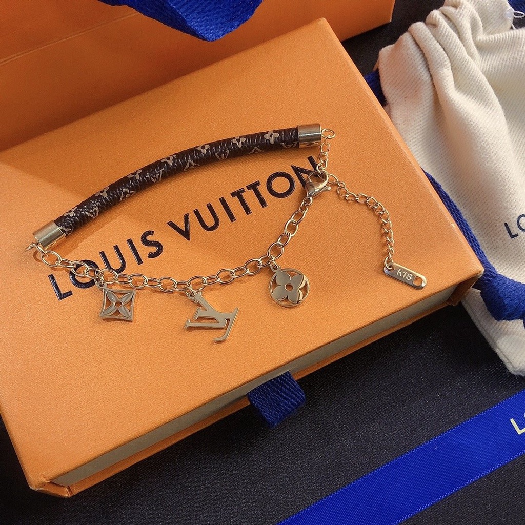 Vòng Đeo Tay louis vuitton Bằng Thép Titan Họa Tiết lv monogram