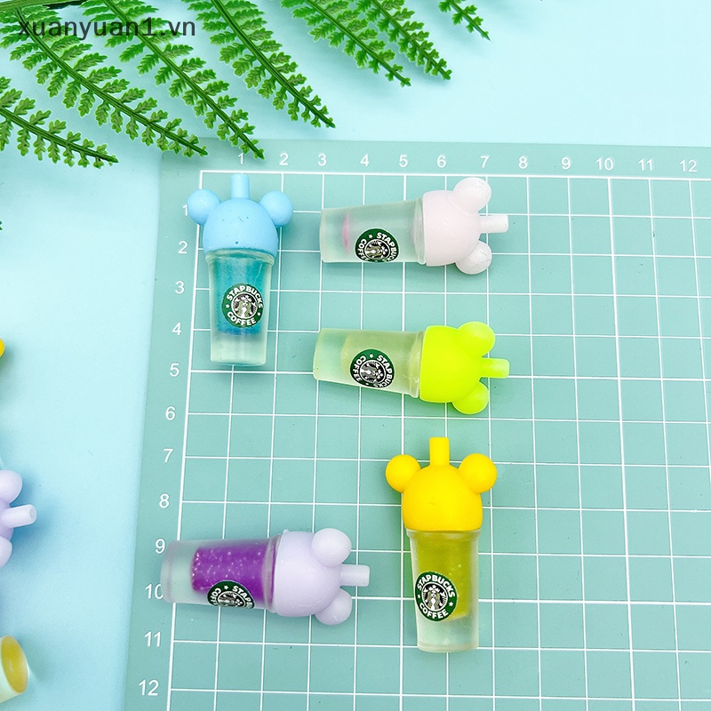 Set 5 Kẹp Tóc Hình Ly Starbucks Bằng Nhựa Phát Quang Độc Đáo Dùng Trang Trí Sổ Tay DIY