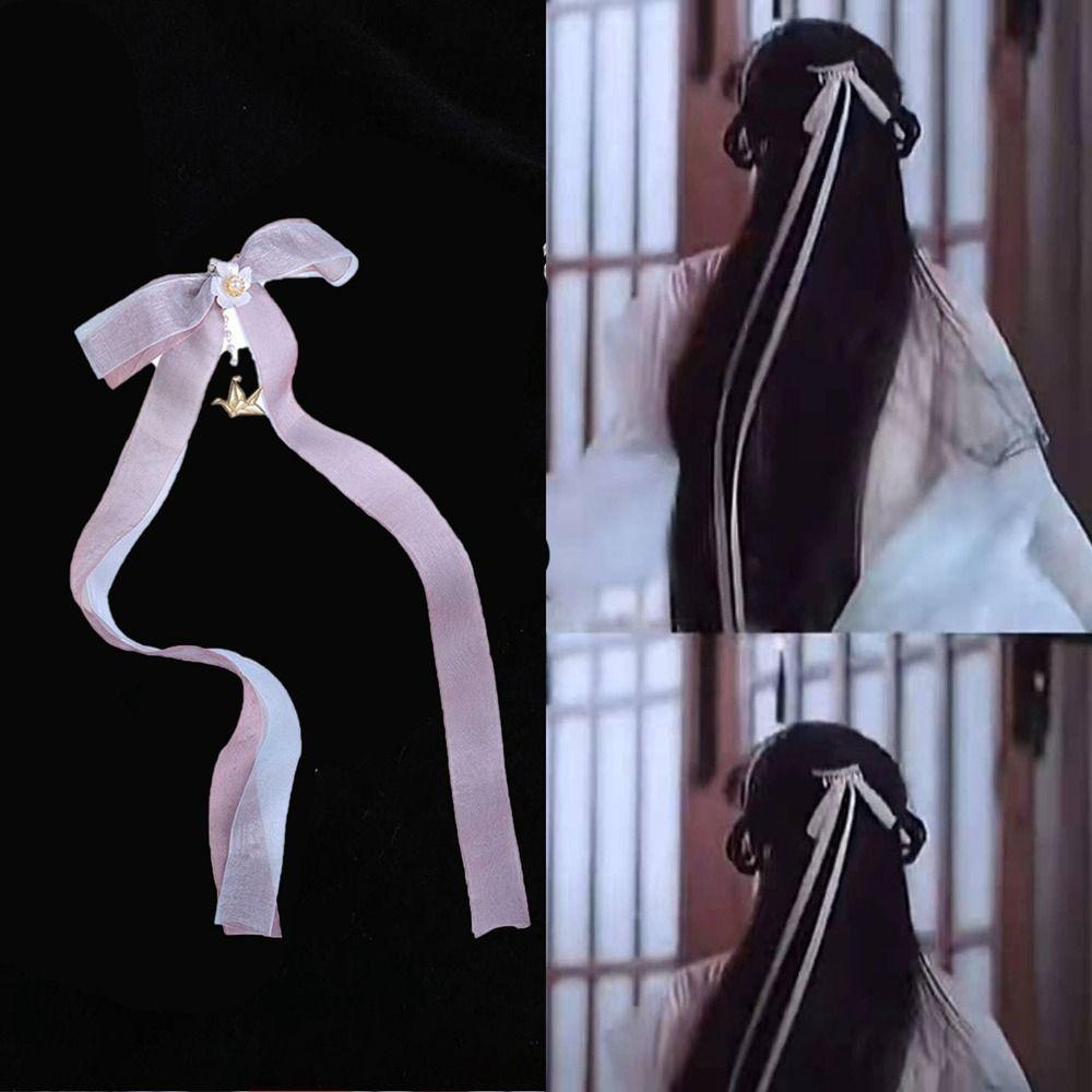 USNOW Trâm Cài Tóc Đính Nơ Ruy Băng Dài Phong Cách Trung Hoa Cổ Điển Cho Nữ