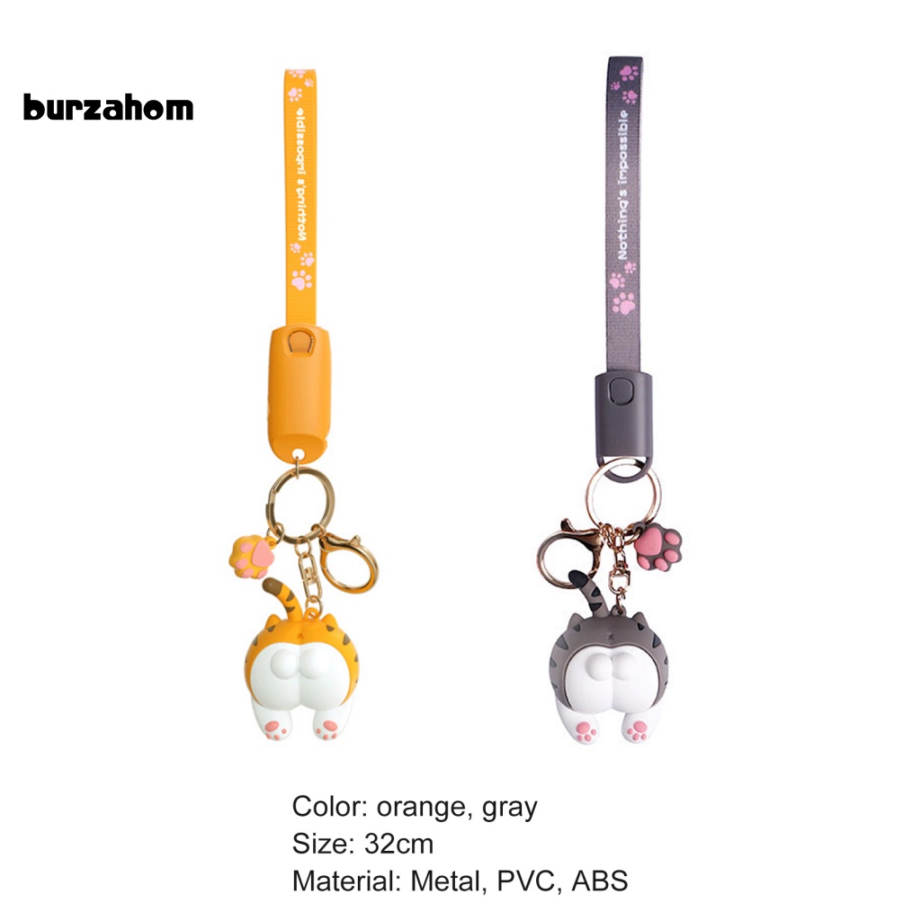 Dây Cáp Sạc Micro USB Type-C 8Pin Thiết Kế Móc Khóa Hình Mông Mèo Hoạt Hình Siêu Tốc Độ Cao 3 Trong 1 Cho Android