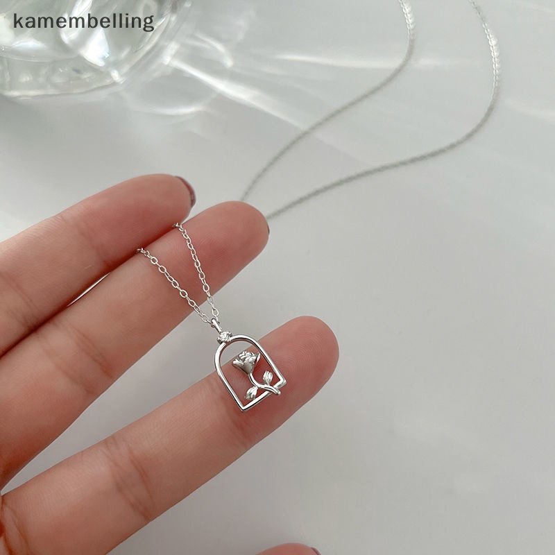 Kamembelling Vòng cổ Mặt Hình Hoa Hồng Rỗng Mạ Vàng Tinh Tế Kiểu Pháp Lãng Mạn Cho Nữ EN