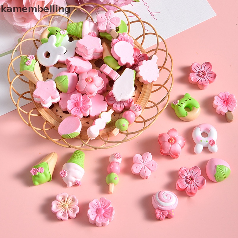 Set 10 Hoa Anh Đào Mini Bằng Nhựa Resin Trang Trí Ốp Điện Thoại