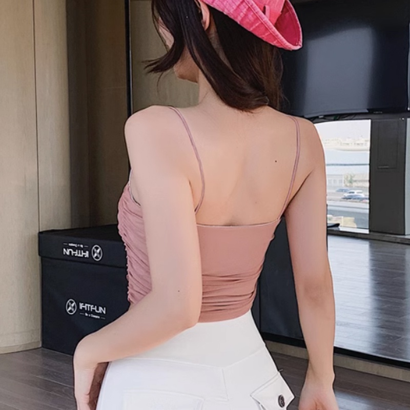 [Beautytrend] Áo Ngực Thể Thao Lưới Mỏng Dây Đeo Vai Xếp Ly Bên Trong Tập Yoga Thể Dục Cho Nữ