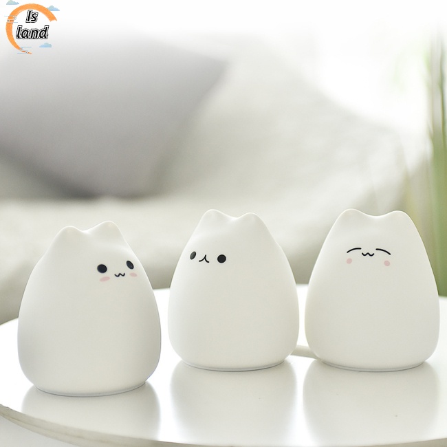 Đèn Ngủ Bằng Silicon Mềm Hình Mèo Hoạt Hình Mini Dễ Thương Trang Trí Phòng Ngủ Cho Bé