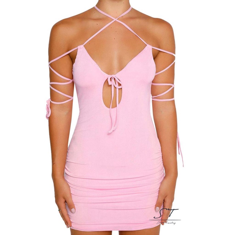 Đầm Mini Dáng Ôm Không Tay Hở Lưng Thiết Kế Khoét Rỗng Thời Trang CY03 Cho Nữ