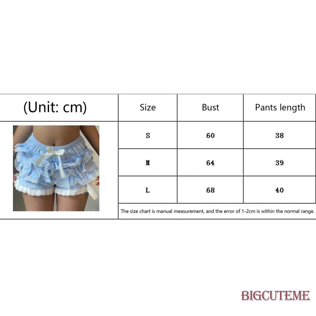 [] Quần Short Lưng Thun Phối Ren Đính Nơ Mềm Mại Thoải Mái Phong Cách Lolita