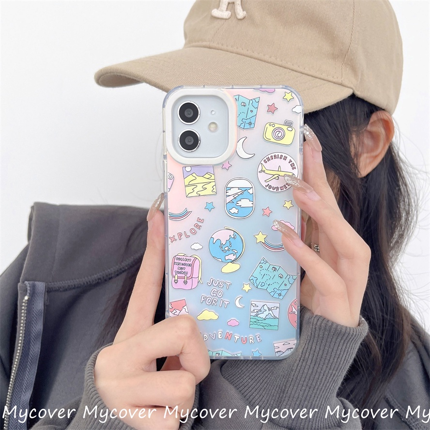 Ốp Điện Thoại Silicon Mềm Họa Tiết Hoạt Hình Màu Gradient Cho iPhone 14 13 12 11 Pro Max X XR Xs Max 6 7 8 Plus