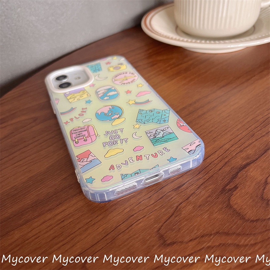 Ốp Điện Thoại Silicon Mềm Họa Tiết Hoạt Hình Màu Gradient Cho iPhone 14 13 12 11 Pro Max X XR Xs Max 6 7 8 Plus