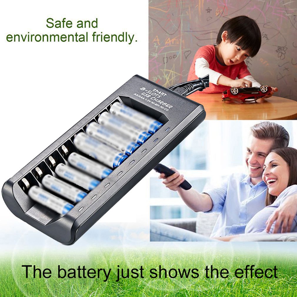 8 Slot Smart Battery Charger Led Display For Aa / Aaa Nimh Rechargeable Batteries With Charging Indication [Q/5]