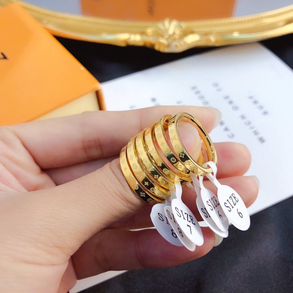 Nhẫn Louis Vuitton Phong Cách Hàn Quốc Đơn Giản Mạ Vàng / Bạc 925 Dành Cho Nữ