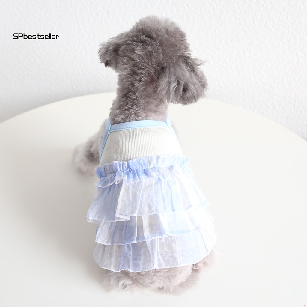 Spbestsellkr Váy Cotton Co Giãn Nhiều Lớp Viền Màu Gradient Cho Cún Cưng Mặc Vào Mùa Hè