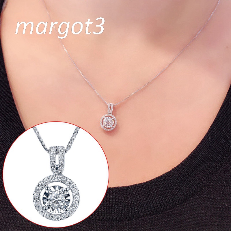 Vòng cổ Mạ Bạc 925 Đính Đá Zircon Tròn Thời Trang