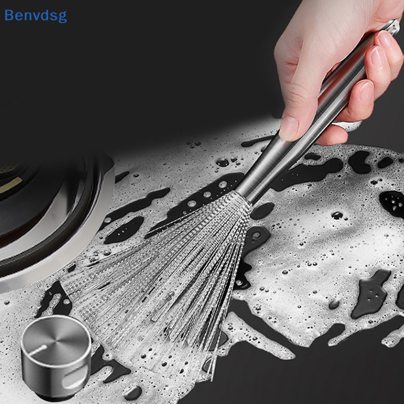 Bàn Chải Chà Nồi Bằng Thép Không Gỉ Tay Cầm Dài Tiện Dụng