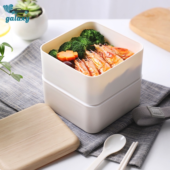 Galaxy Hộp cơm Hai Tầng 1400ml Kèm Muỗng Và Dây Đeo Chống Rò Rỉ