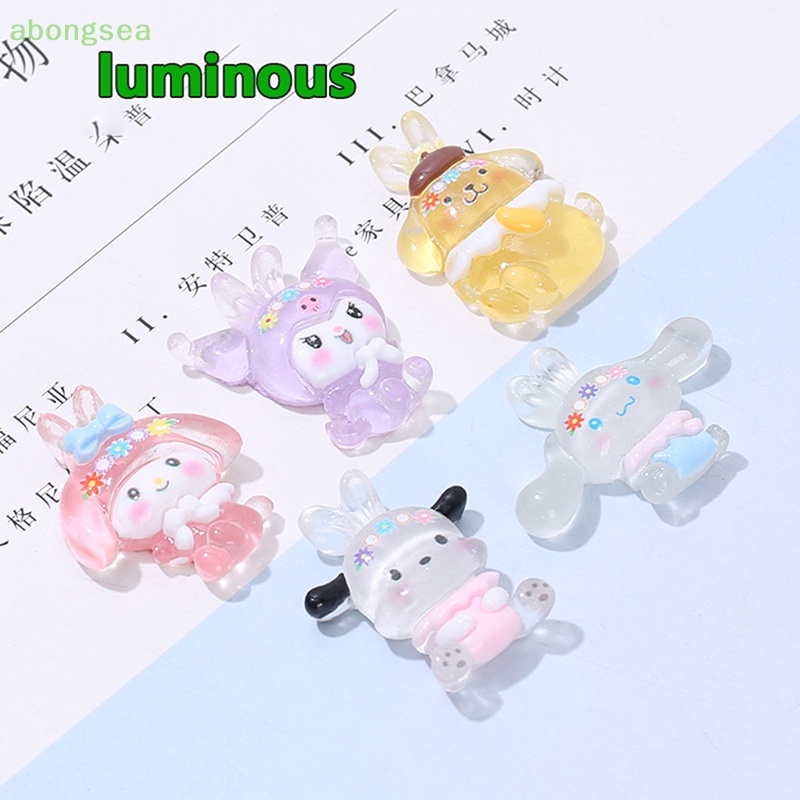 Bộ 5 Miếng Dán Trang Trí Điện Thoại Hình Bông Hoa Mini Bằng Resin Dạ Quang DIY