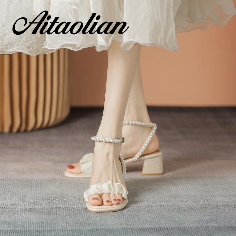 Xăng đan Da Mũi Vuông Đế Dày 5cm Thời Trang Cho Nữ Màu Sắc