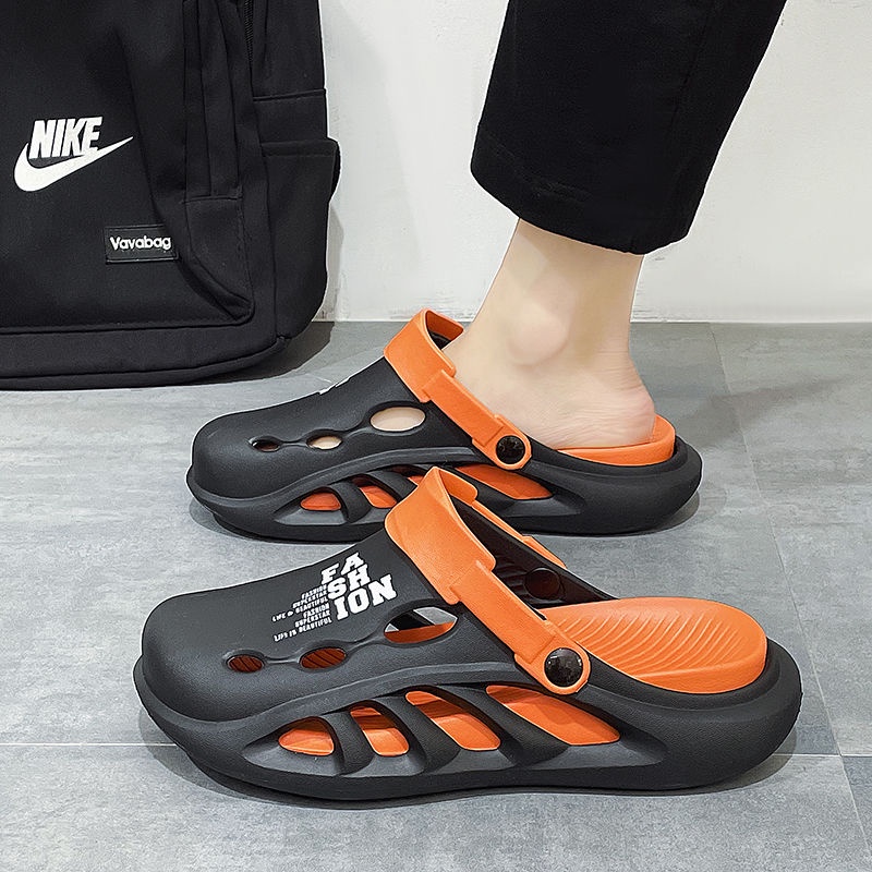 Dép Bít Mũi Đục Lỗ Đế Dày Chống Trượt Thời Trang Mùa Hè Cho Nam