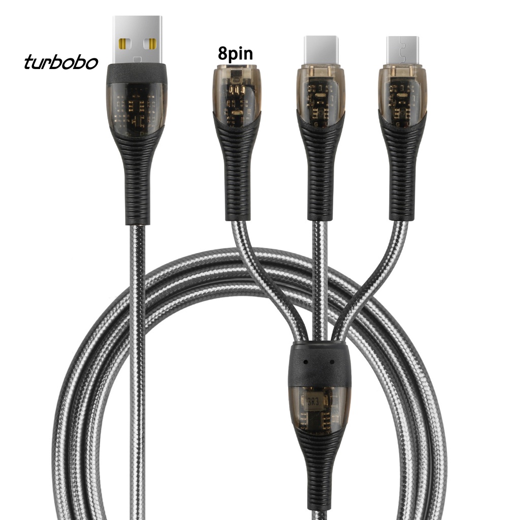 Cáp Sạc Lightning / Type C / Micro USB Dài 1.2m 3 Trong 1