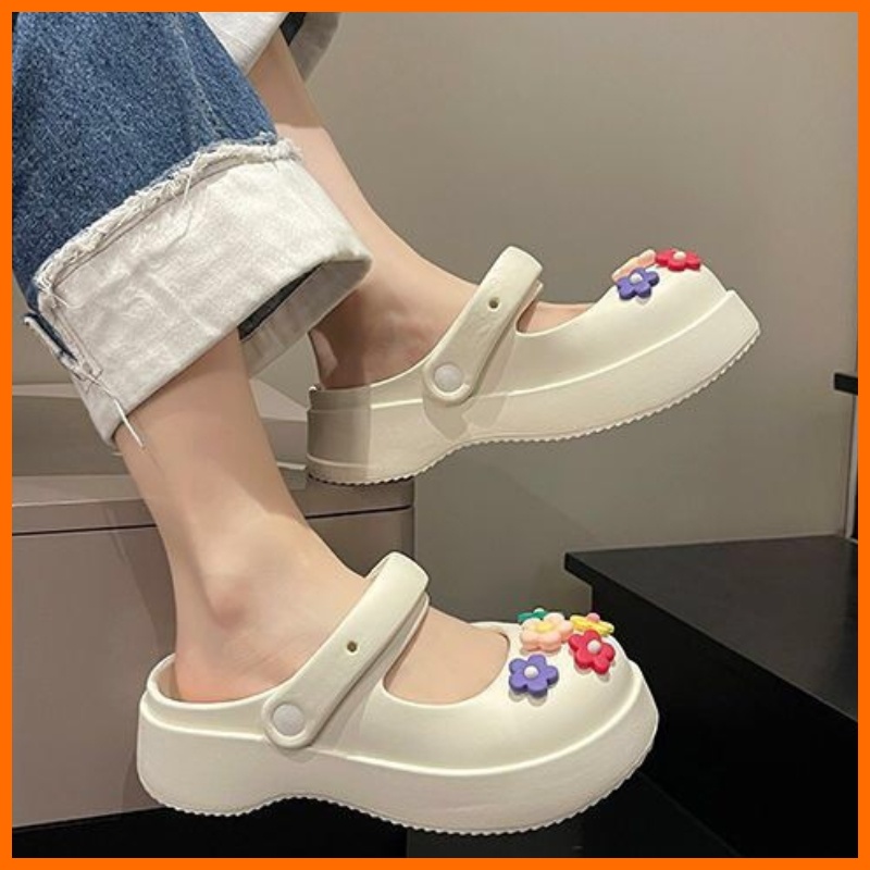 Dép Bít Mũi Đế Dày Đục Lỗ Dễ Thương Thời Trang Mùa Hè