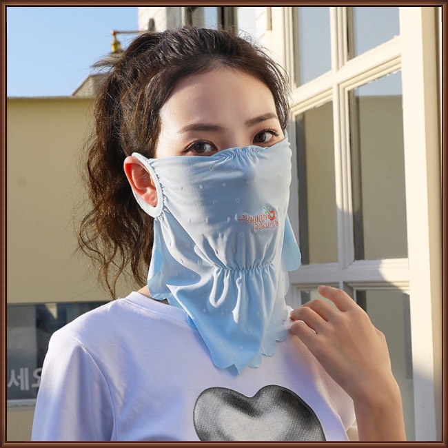 Khẩu Trang Chống Nắng Chống Bụi Bằng Lụa Mát Thêu Họa Tiết Hoa Gợn Sóng Thời Trang Mùa Hè Cho Nữ