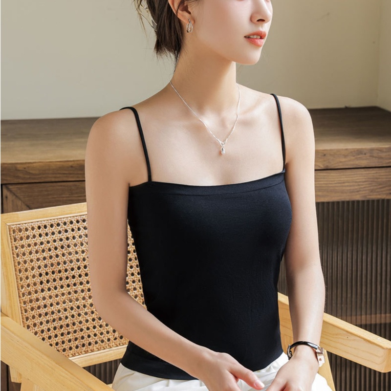 Áo Hai Dây Không Đường May Màu Sắc Trơn Có Đệm Ngực Cho Nữ Tập Yoga