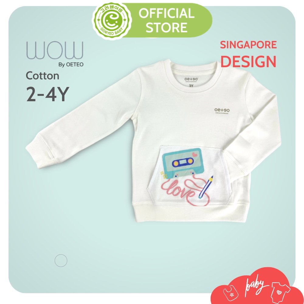Áo Thun Dài Tay Wow By Oeteo Cho Bé Trai, Bé Gái Từ 2 Đến 4 Tuổi Vải Cotton Mềm Mại