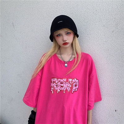 Áo Thun Nữ Ngắn Tay In Chữ Phong Cách Retro