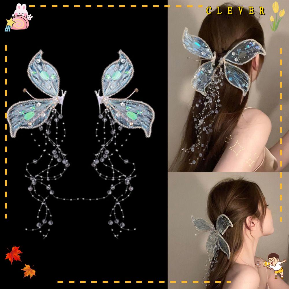 Kẹp Tóc Lớn Hình Bướm Màu Trong Suốt Xinh Xắn Cho Nữ