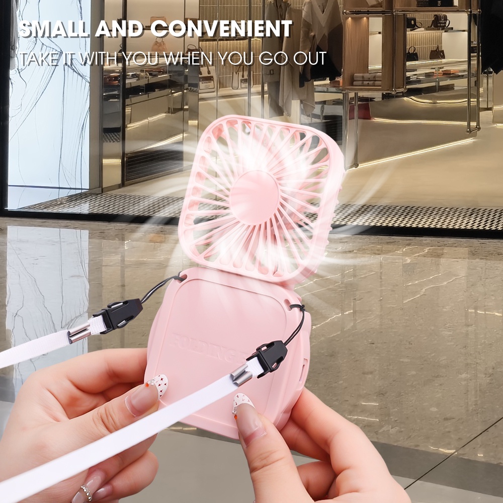 Quạt Điện USB Kích Thước Nhỏ Gọn Có Dây Đeo Cổ Rảnh Tay Không Gây Tiếng Ồn Tiện Dụng Cho Gia Đình / Văn Phòng