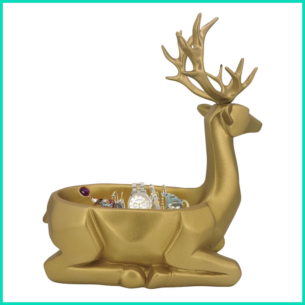 Tượng Hươu Bằng Resin Resin Kèm Giỏ Đựng Để Bàn Trang Trí Nội Thất