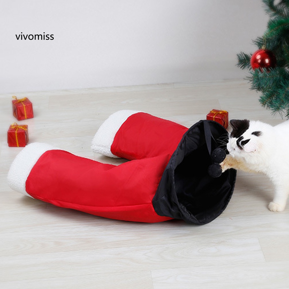 Đồ Chơi Đường Hầm Hình Quần Ông Già Noel 3 Chiều Vui Nhộn Cho Mèo Cưng