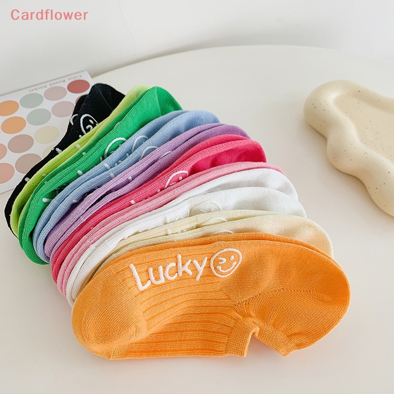 &lt; Cardflower &gt; Vớ Cotton Mỏng Màu Kem In Chữ Thoáng Khí Thời Trang Xuân Hè Hàng Mới Dành Cho Bạn Nữ