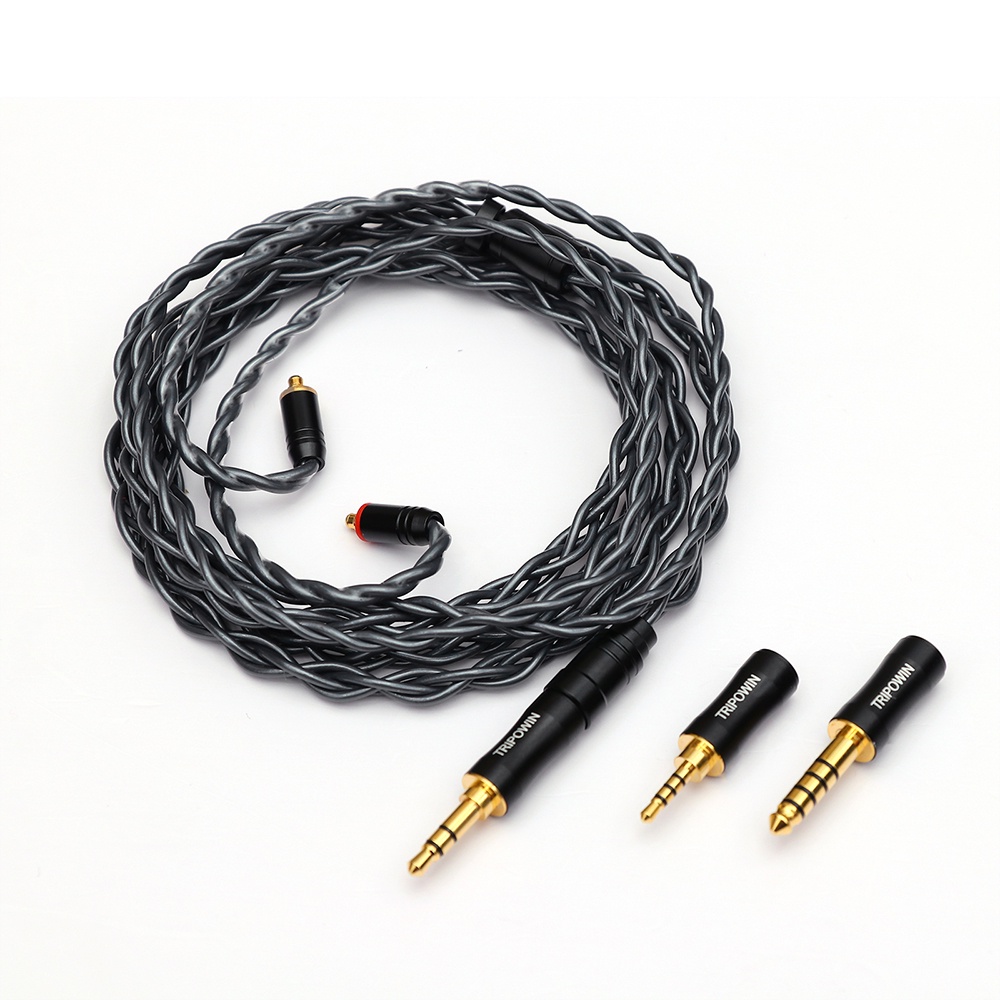 Tripowin Noire Earphone Cable 4Core 24AWG OCC Upgraded HiFi Audio Detachable 3-in-1 2.5mm/3.5mm/4.4mm Plug for MELE crinacle crn