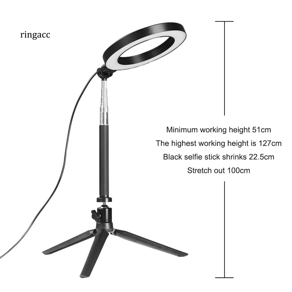 Vòng Đèn LED Tròn RGA Có Thể Điều Chỉnh Độ Sáng Kèm Giá Đỡ Ba Chân Cho Điện Thoại /