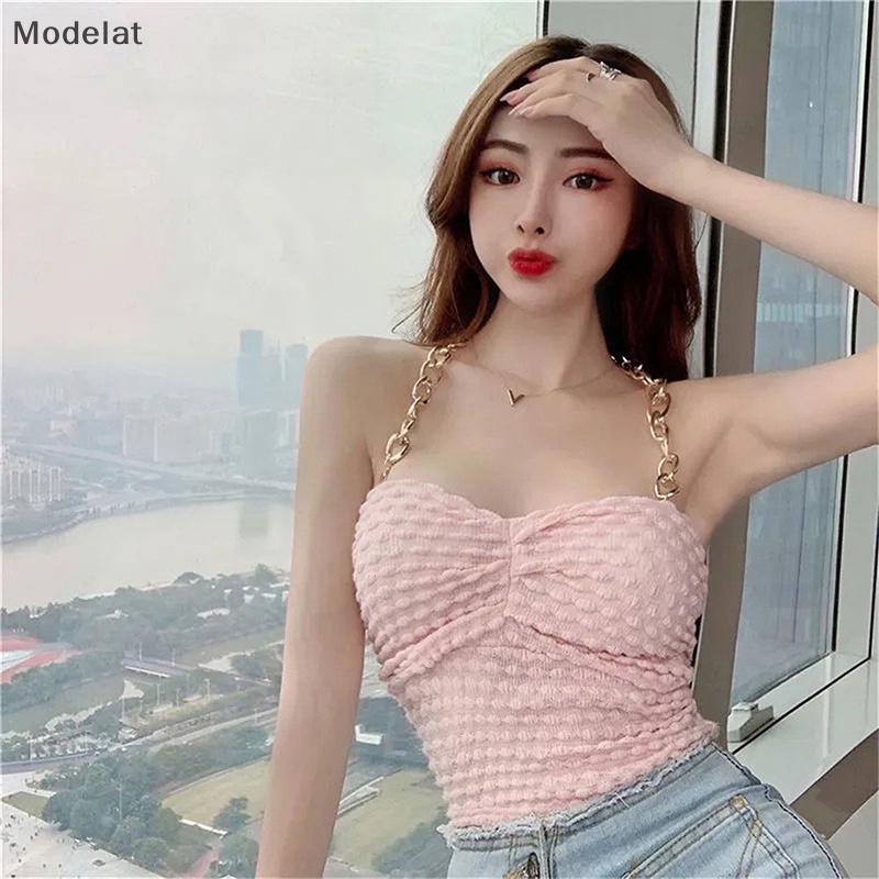 Áo Crop Top Hở Vai Không Tay HọA TiếT ChấM Bi ThờI Trang Cho Nữ
