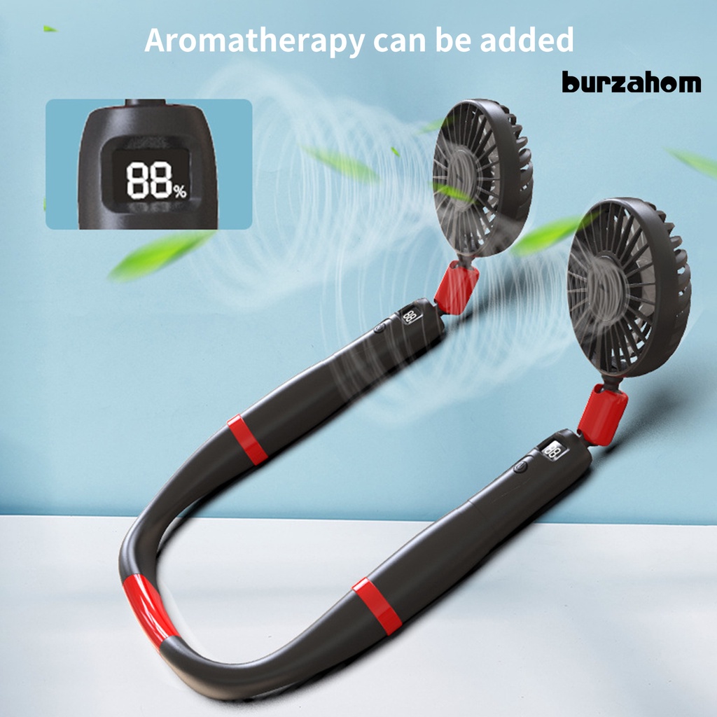 Quạt Làm Mát Đeo Cổ 2 Trong 1 Có Thể Tháo Rời Màn Hình Kỹ Thuật Số Tiện Dụng