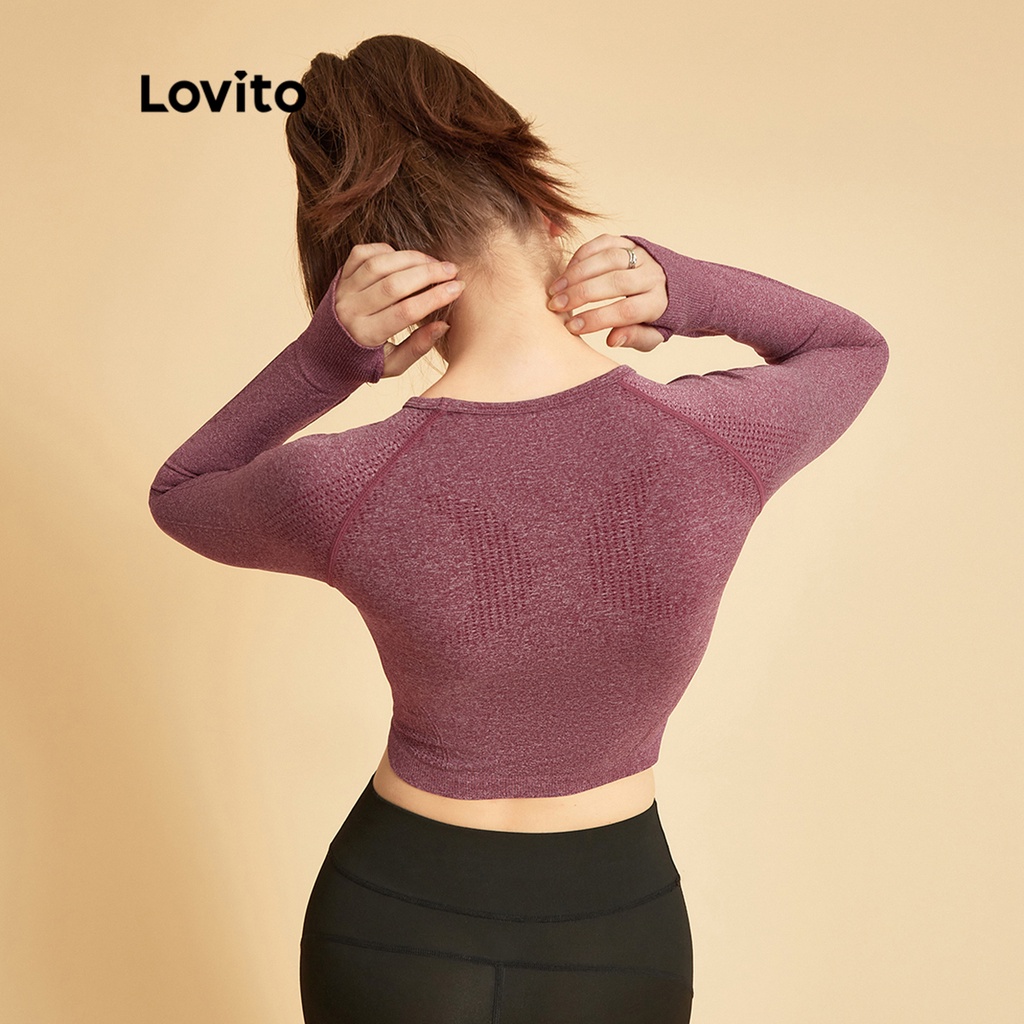 Áo Thun LOVITO Raglan Thấm Hút Mồ Hôi Thoáng Khí Độ Co Giãn Cao Cho Nữ L34AD008 (Xanh Đậm / Burgundy / Đen)