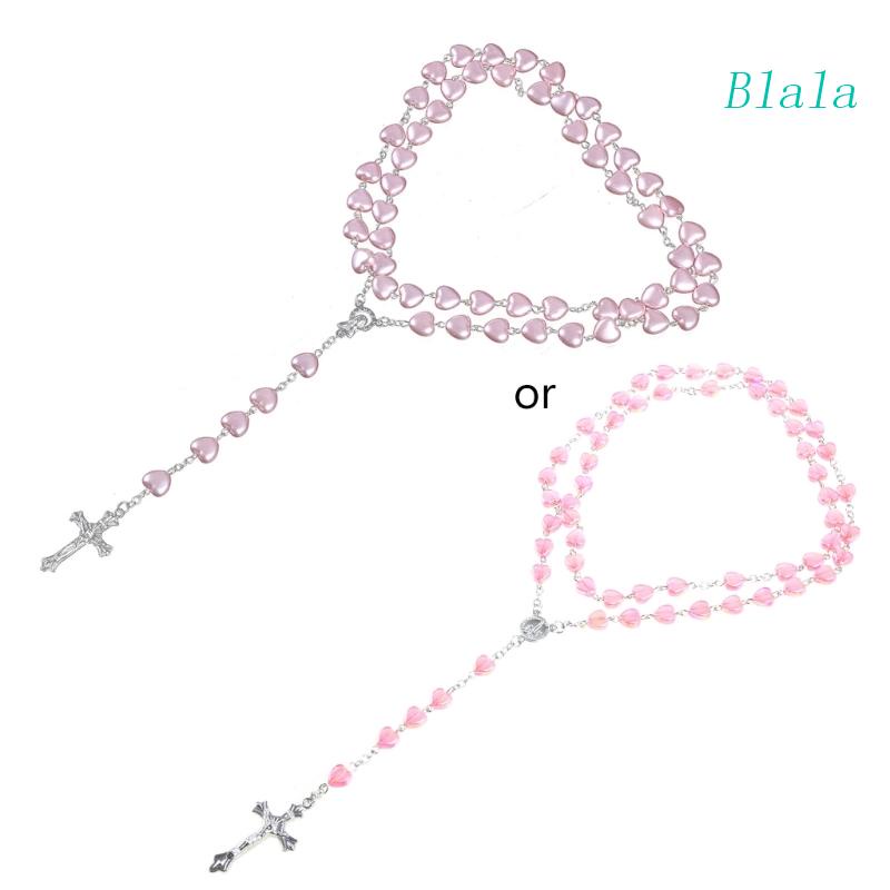 Chuỗi Hạt Đeo Cổ Màu Sắc Hồng Hình Thánh Giá Độc Đáo