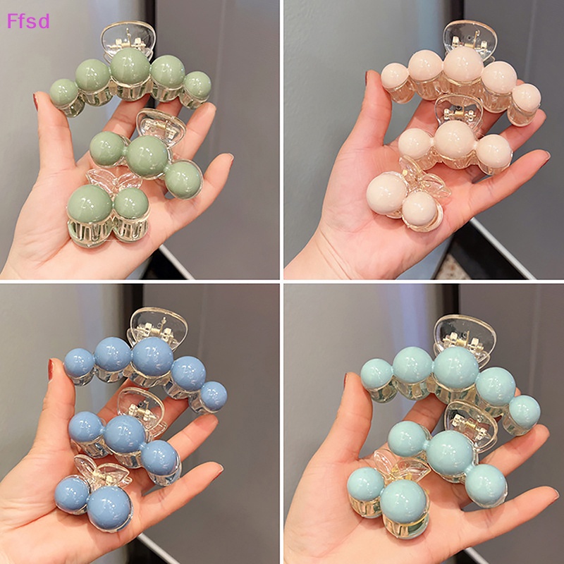 {Ffsd} Kẹp Tóc Đính Hạt Tròn Bằng Nhựa Màu Xanh Lá Cây Chống Trượt Thời Trang Mùa Hè Dành Cho Bạn Nữ * Bán Chạy