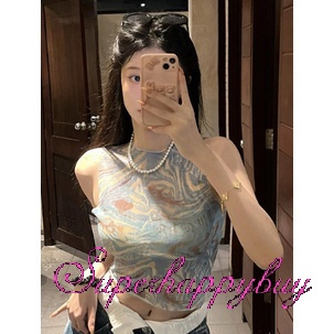 Áo Tank Top Sát Nách Cổ Tròn Vải Lưới Nhuộm Màu Thời Trang Cho Nữ