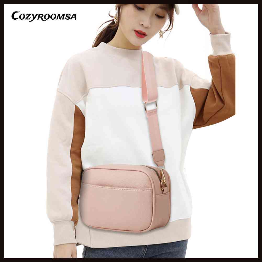 Túi Đeo Chéo Da PU Hình Vuông Màu Trơn Thời Trang Dành Cho Nữ