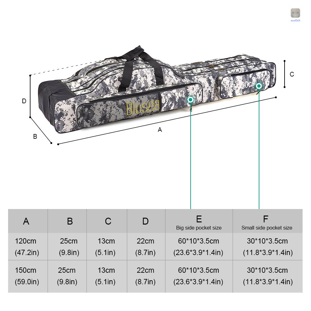 Túi Đựng Cần Câu Cá 3 Lớp Gấp Gọn Tiện Lợi 120cm / 150cm