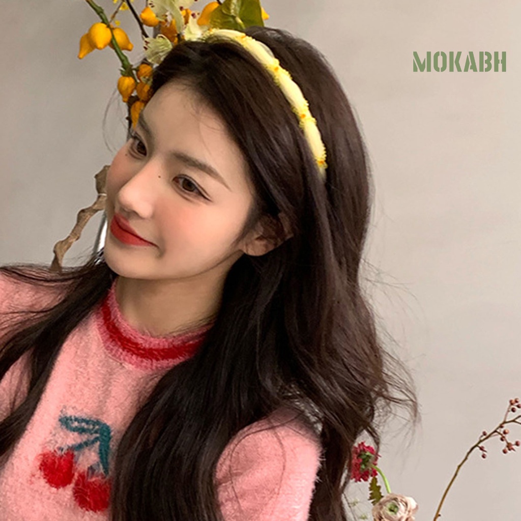 Băng Đô Cài Tóc Lưới Đính Hạt Màu Trơn Đơn Giản Phong Cách Hàn Quốc