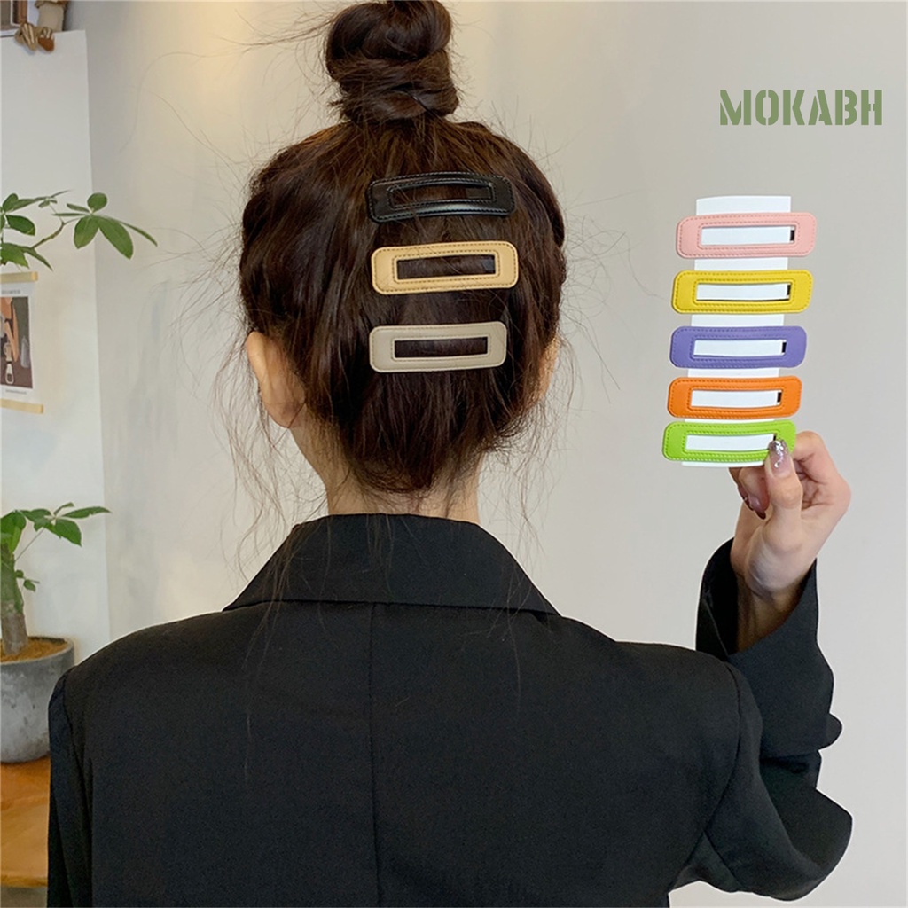 Bộ 5 Kẹp Tóc Màu Sắc Kẹo Ngọt Chống Trầy Xước Bằng Thép Không Gỉ