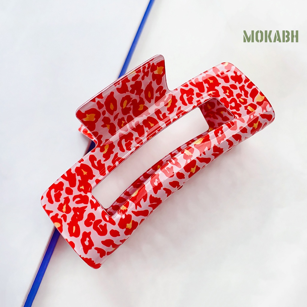 Kẹp Tóc Càng Cua Họa Tiết Da Báo Màu Sắc Tương Phản Phong Cách Vintage