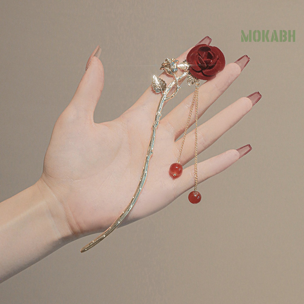 Trâm Cài Tóc Đính Hạt Hình Hoa Hồng Dễ Thương Chống Trượt Cho Nữ